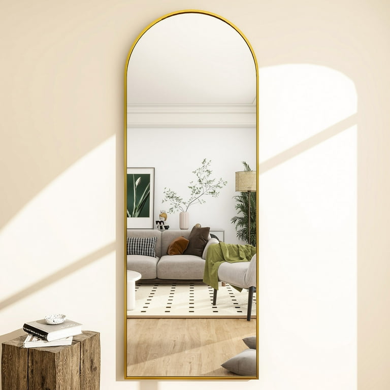 BEAUTYPEAK 64x21 Full Length Mirror Arched Standing Floor Mirror Full  Body Mirror, Gold