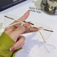 thumbnail image 1 of Gafas de miopía ligeras sin marco, estilo retro de puro deseo, belleza sencilla, aspecto de rostro femenino, gafas de lectura pequeñas anti-luz azul HD, 1 of 2