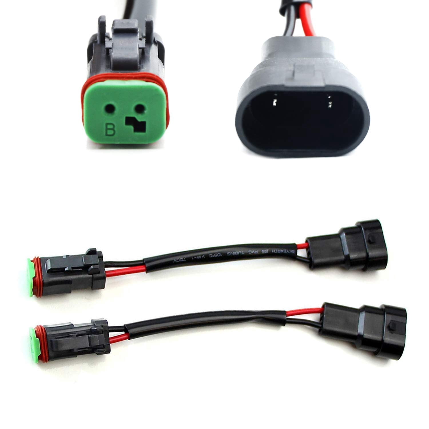 Fog Light Wiring Adapter Pair - Converts H10/9145/9006 Plug To Deutsch DT For LED Pods (Toyota Tacoma, Tundra, 4Runner)