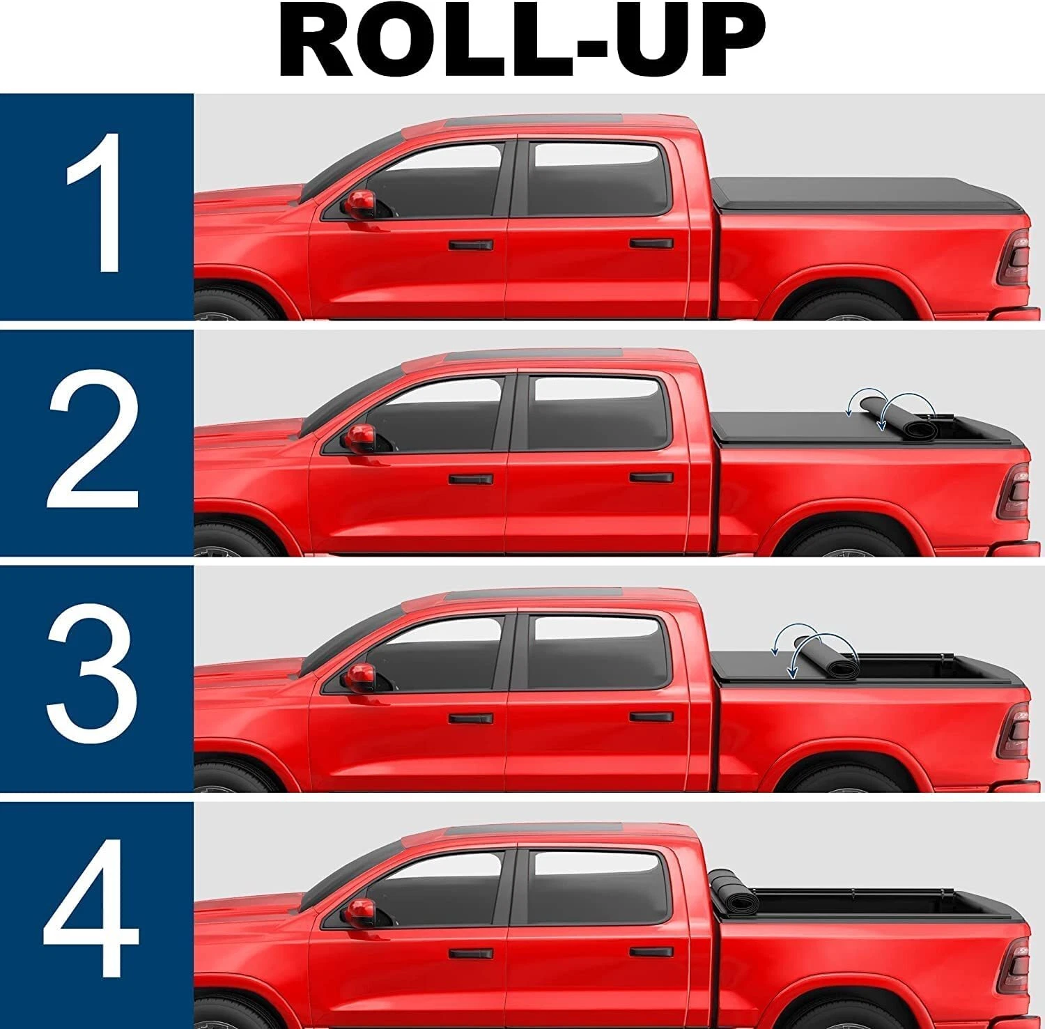 MOSTPLUS 5.3FT Soft Roll Up Tonneau Cover for 2005-2012 Dodge Dakota Truck Bed Cover