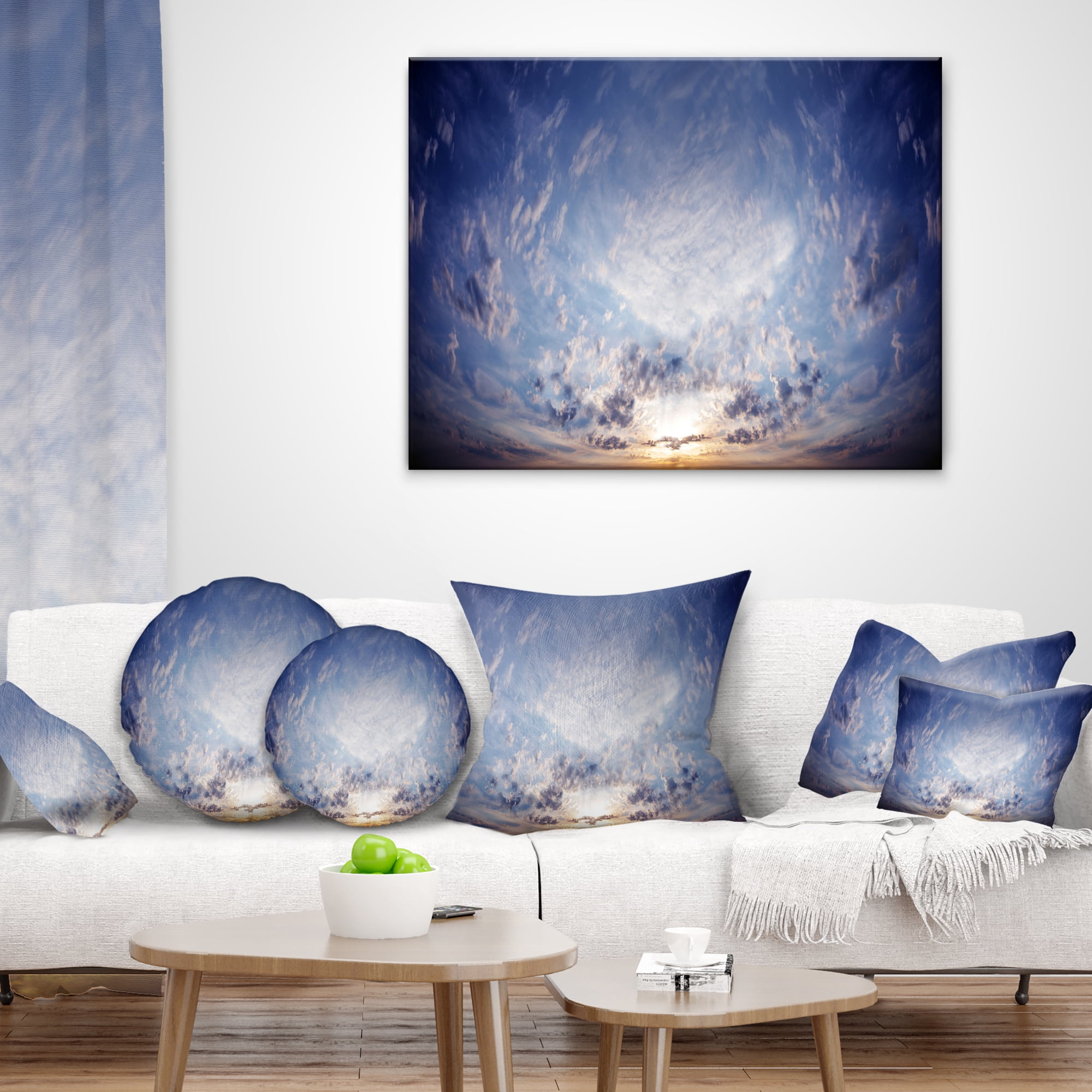 Designart Blue Celestial Landscape - Photography Throw Pillow - 12x20