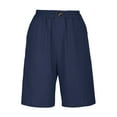 thumbnail image 5 of Fanxing Women's Elastic Waist Knee Length Casual Cotton Linen Bermuda Shorts with Drawstring Oversized Beach Short Pants S-3XL, 5 of 7