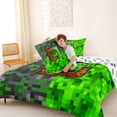 thumbnail image 4 of Castle Fairy Pixelated Miners Letter D Queen Comforter Set 3pcs for Kids,Abstract Geometric Blocks Bedding Comforter Set for Bedroom, 4 of 6