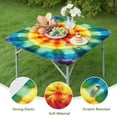 thumbnail image 4 of Tie Dye Soft Petal Ring Pattern Square Fitted Tablecloth with Elastic Edge,Square Table Cover,Washable Elastic Table Cover for Home Kitchen Party Decor 34"x34", 4 of 6