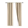 thumbnail image 2 of Gorgeous Home Linen 2‑Panel Blackout Thermal Window Curtains, Bronze Grommet Top, Taupe Sand, 108 in Extra Long Adam Home Décor, 2 of 5