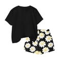 thumbnail image 4 of Amidoa Girls 2 Piece Outfits Summer Clothes Floral Print Cute Short Sleeve T-Shirt and Shorts Casual Kids Clothing Sets,Black Size 9, 4 of 6