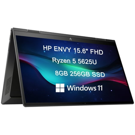 2022 HP Envy 15t X360 15.6” 2-in-1 Touchscreen (AMD 6-Core Ryzen 5 5625U, 8GB RAM, 256GB PCle SSD, Webcam), FHD Convertible Laptop, Backlit, Alexa Built-in, Windows 11 Home