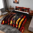 thumbnail image 2 of Erosebridal Fire Soccer USA Flag Queen Comforter Set, Sport Bedding Comforter Set for Men and Boys, Black Reversible 3 Pieces, 1 Comforter and 2 Pillowcases, 2 of 6