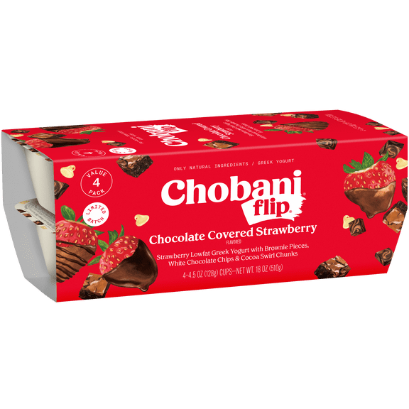 Chobani Flip Low-Fat Greek Yogurt Chocolate Covered Strawberry 4.5 oz 4PK