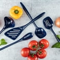 thumbnail image 3 of Hutzler 6-piece Melamine Cooking Utensils Set, Includes a 12-inch Long Slotted Spoon, Solid Spoon, Mixing Spoon, Slotted Turner, Soup Ladle, and Storage Crock - Blue, 3 of 4