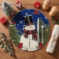 thumbnail image 3 of Smile Snowman Trees Snowflakes Christmas Round Placemats Set of 4 Round 14 Inch Blue, 3 of 7