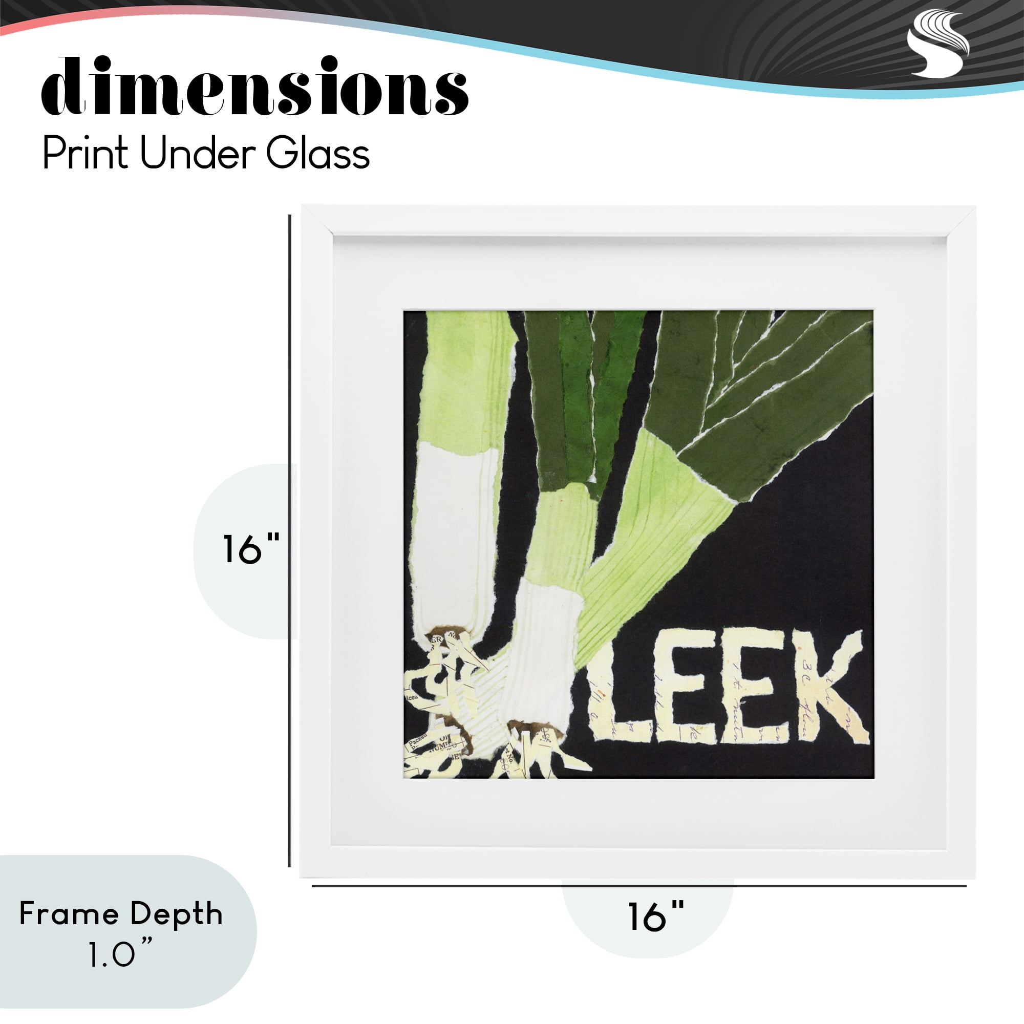 Stupell Industries Collaged Leek Vegetable White Framed Print
