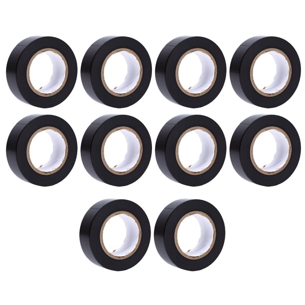 Eléctrico 10 Rollos De Cinta Eléctrica Negra 600V Cinta Impermeable De PVC 20mm X 10M Adhesivo Fuerte Retardante De Llama Para Reparación De Cableado En Interiores Y Exteriores