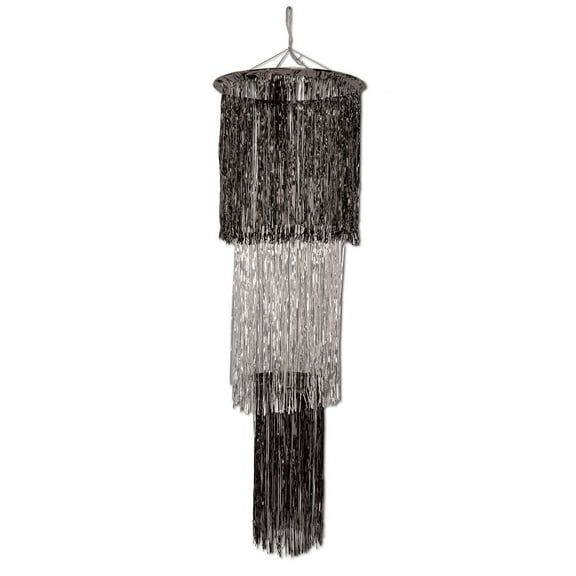 Beistle 1-Pack 3-Tier Shimmering Chandelier, 4-Feet, Black and Silver