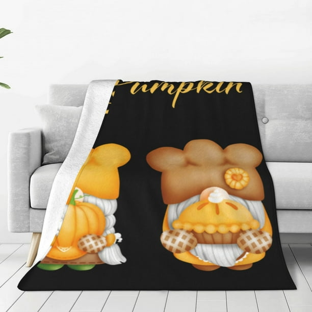 Balery Pumpkin Pie Gnome Manta de Felpa Suave y Acogedora – Cobija de Franela Aterciopelada para Cama, Lavable y Cálida para Sofá, Mascotas, Transpirable-50"x40"
