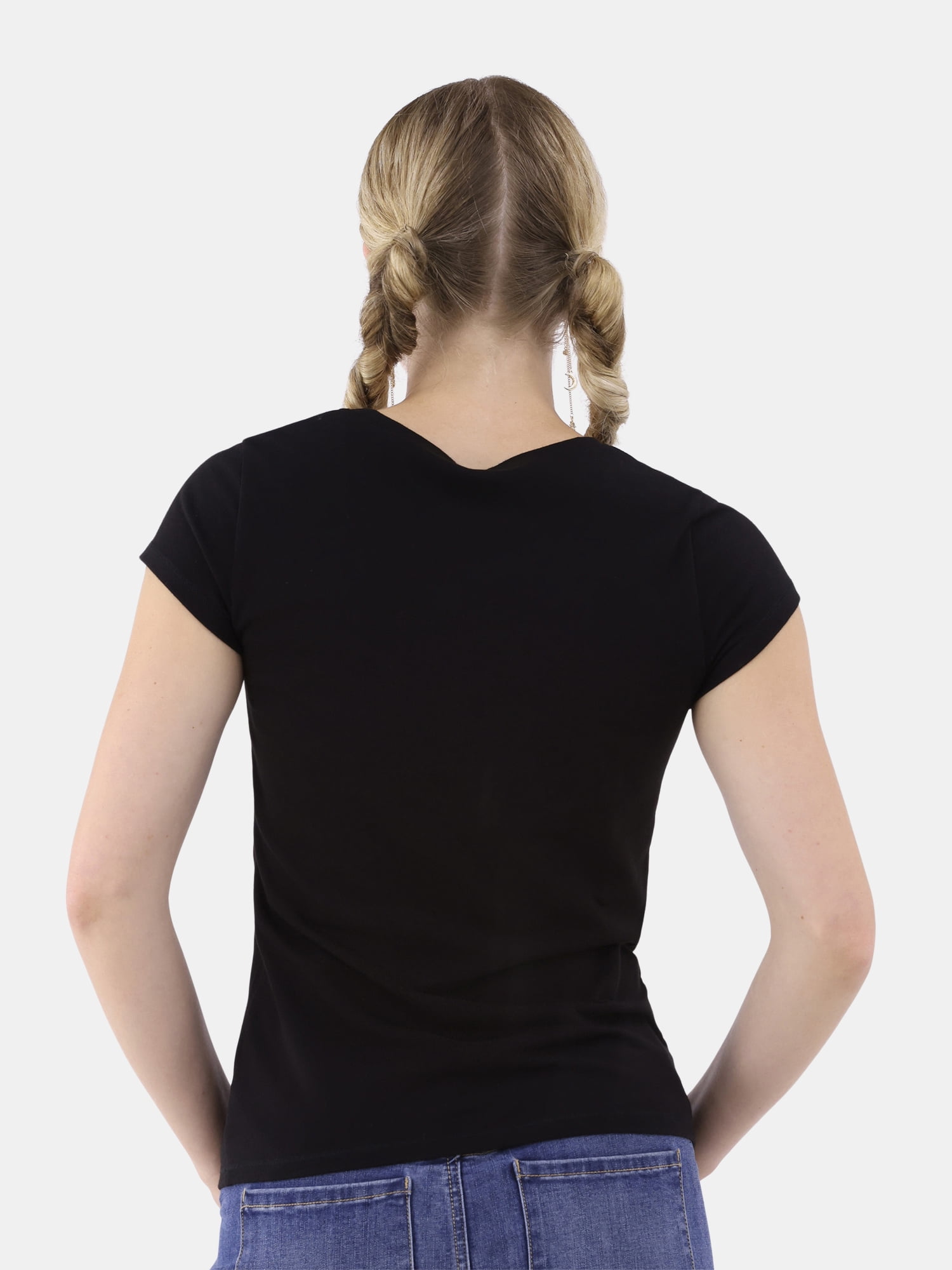 No Boundaries Scoop Neck Short-Sleeve T-Shirt, Black Soot