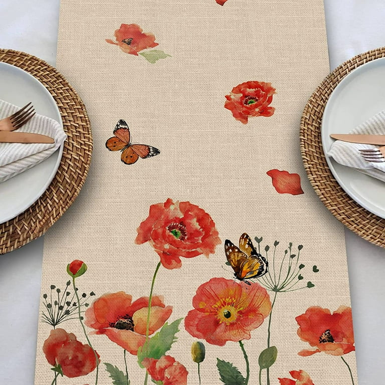 Seliem Fall Sunflowers Table Runner 13x48 Inch | Vintage Floral Farmhouse Decor For Kitchen, Dining, Parties
