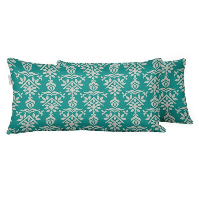 VargottamIndoor/OutdoorPolyester FabricLumbarPillowCover,All-Weather Waterproof Rectangular Cushion Case for Patio Furniture,12" x 24"Set of 2 -Block-81