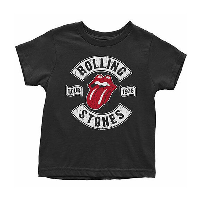 The Rolling Stones - Camiseta US Tour 1978 para Niños/Niñas (Negro)