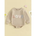 thumbnail image 2 of Bagilaanoe Baby Girl Oversized Romper Sweatshirt Newborn Long Sleeve Bodysuits Letter Embroidery Pullover 3M 6M 12M 18M 24M Infant Waffle Tee Tops, 2 of 9