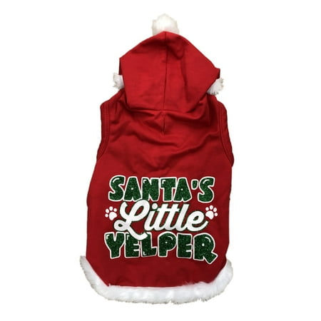 Red Holiday Christmas Santa's Little Yelper Dog Pet Costume Outfit