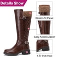 thumbnail image 5 of Love Steetly Women's Extra Wide Calf Knee High Boots, Faux Leather Winter Tall Boots, Diamond Quilted Shaft, Knitted Collar, Double Buckle Block Heel Boots., 5 of 8