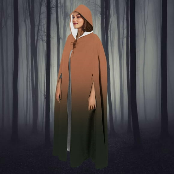 Capa con capucha de longitud completa unisex, capa larga, disfraz de cosplay, capa de Halloween con estampado divertido, capa de poliéster para mujer