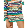 thumbnail image 6 of Women Long Sleeve Crochet Dress Boho Casual Hollow Out Striped Short Dress Knit Sweater Mini Dress, 6 of 7