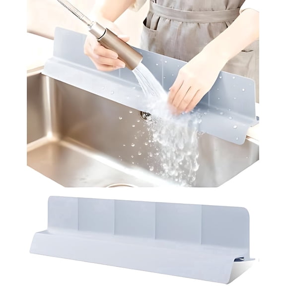 Kitchen Sink Splash Guard 23" Silicone Water Guard with Strong Suction Cups, Faucet & Countertop Protector, Bathroom & Sink Edge Splash Guard Strip, Easy Install, Dishwasher Safe-Grey