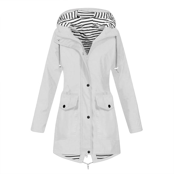 Luvrsol Plus Size Women's Rain Jacket Waterproof Hooded Coats Windproof Breathable Outdoor Hiking Raincoat S-3XL