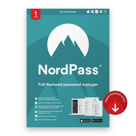 NordPass Premium - 1-Year Password Manager Software Subscription For Unlimited Devices [Digital Code]