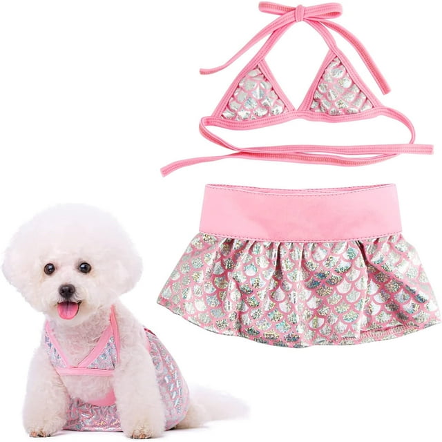 Ropa para mascotas SSuperp bikini para perros pequeños con diseño de escamas de pez M