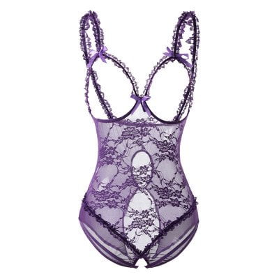 

Women Plus Size Lingerie Mesh Sexy Siamese Open Pajamas