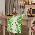 thumbnail image 3 of St. Patrick's Day Cotton Linen Table Runner for Dining Kitchen, Watercolor Lucky Clovers Green Rustic Wedding Outdoor Party Tablerunners, Dresser Scarf Coffee Tablecloth Runners 13x72 Inches, 3 of 9