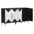 thumbnail image 4 of EUROCO 59.8" Sideboard Buffet Cabinet,Modern Wooden Storage Cabinet with 4 Doors and Adjustable Shelf for Living Room and Entryway,Black White, 4 of 8