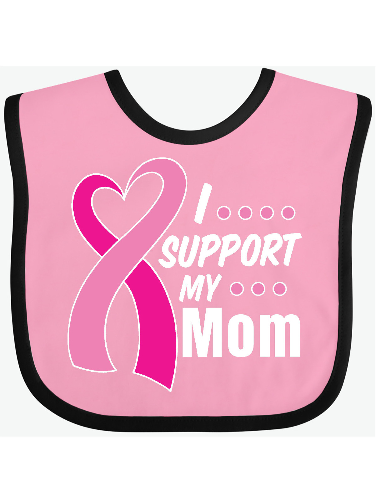 Breast Cancer Awareness I Support My Mom with Pink Ribbon Baby Bib