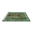 thumbnail image 2 of Ahgly Company Machine Washable Indoor Square Persian Turquoise Blue Traditional Area Rugs, 8' Square, 2 of 4