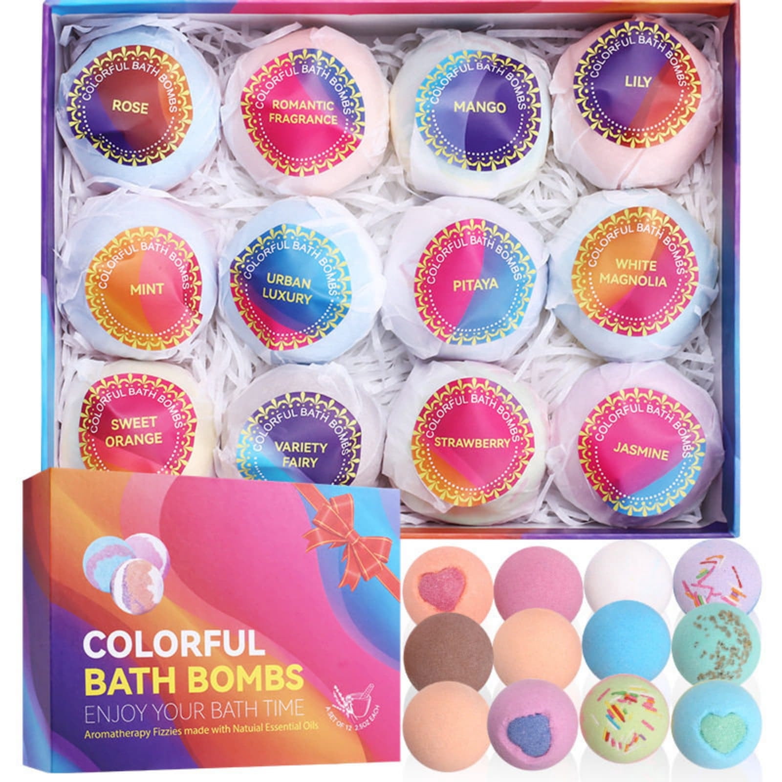 Kieccall Bath Bomb Set Fizzy Salt Balls For Home Spa Bubble Bath Aromatic Body Cleansing Relaxing Leisure Bath Time Gift