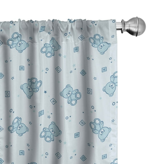 Ambesonne Cartoon Curtains, Teddy Bear Letters, Pair of 28"x63", Pale Blue Aqua