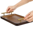 thumbnail image 2 of Bandeja de bambú con asas: Bandeja china para té, ideal para la mesa de centro, el sofá, el desayuno, la cena o cualquier otra comida. Plato de madera para comer., 2 of 8