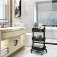 thumbnail image 3 of Ollieroo 3-Tier Metal Rolling Utility Cart Multi-function Organizer Shelf Kitchen Organizer Rack Tower Rack with Wheels Trolley Cart, Black, 3 of 8