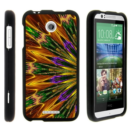HTC Desire 510, [SNAP SHELL][Matte Black] 2 Piece Snap On Rubberized Hard Plastic Cell Phone Cover with Cool Designs - Kaleidoscopic