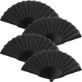thumbnail image 1 of 4 piezas de abanicos plegables de mano, abanicos chinos de tela oriental para baile, fiestas, regalos de boda, decoración de bricolaje, decoraciones para el hogar (negro), 1 of 4