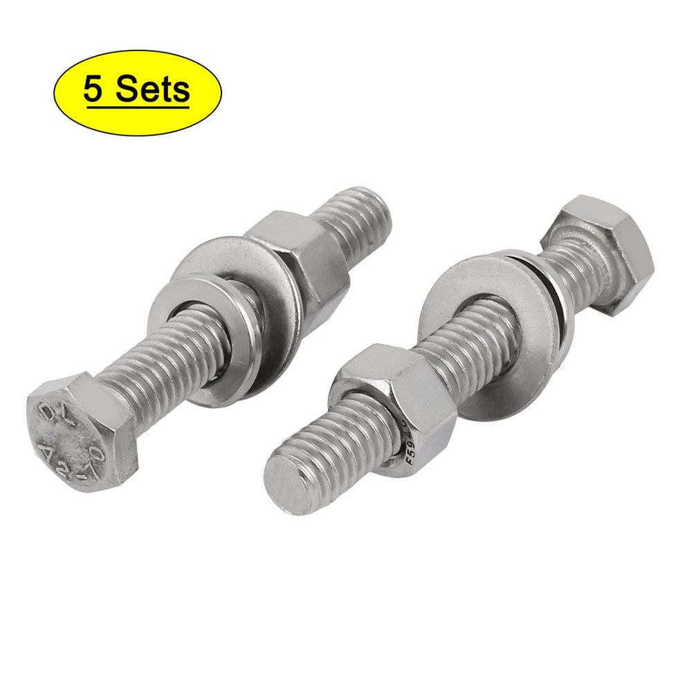 Uxcell 3/8"16 Thread 21/2" Length 304 Stainless Steel Hex Bolt Kit w