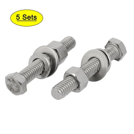 

Uxcell 3/8 -16 Thread 2-1/2 Length 304 Stainless Steel Hex Bolt Kit w Washer Nut (5 Set)