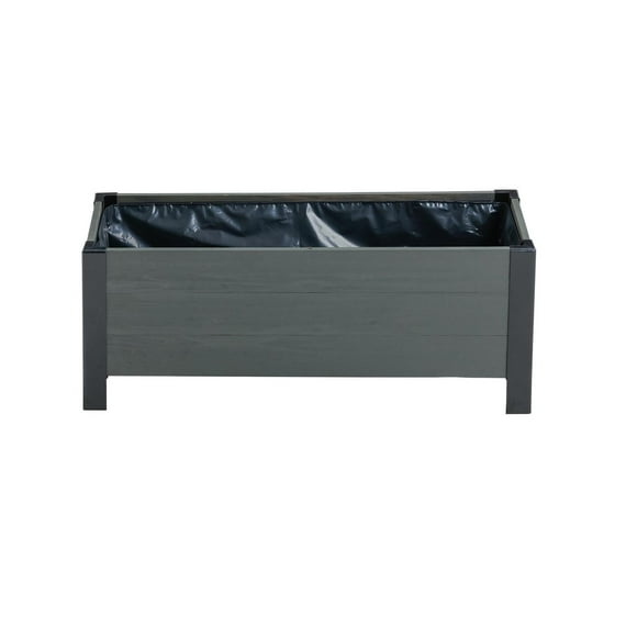 Grapevine Low-Profile Planter, FSC Recycled Wood, Rectangular, 37IN x 12.6IN, Grey