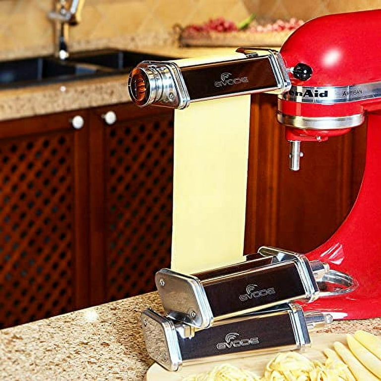 Pasta Maker Attachment Set for All KitchenAid Stand Mixer Included Pasta  Sheet Roller, Spaghetti Cutter and Fettuccine Cutter, Stainless Steel Pasta