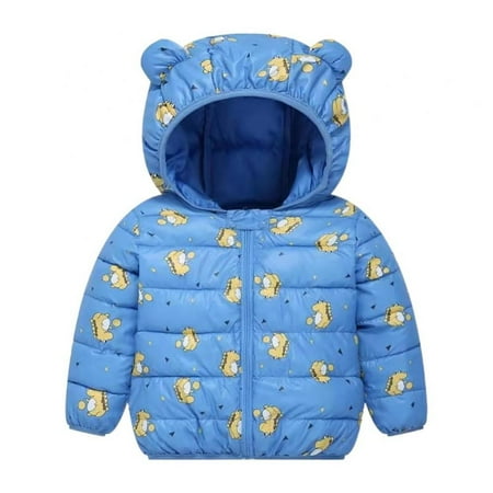 

Baby Toddler Winter Down Coats with Bear Hoods Winter Coats Warm Cotton Light Puffer Down Jacke 0-5Y Boys Girls
