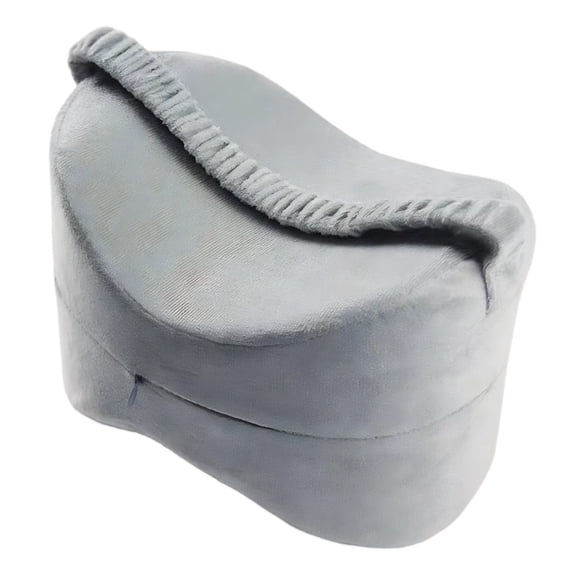 Memory Foam Leg Pillow for Sleeping, Orthopedic Knee Pillow with Velvet Cover, for Leg Support, Ergonomic Leg Positioner, Pressure Relief, Lightweight Band, Gray
