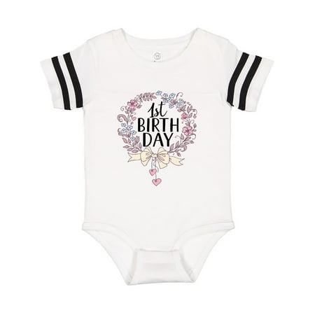 

Inktastic 1st Birthday Floral Wreath 1 Year Old Gift Baby Girl Bodysuit